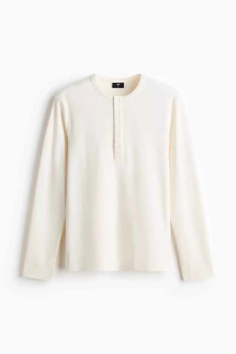 Slim Fit Ribbed Henley shirt