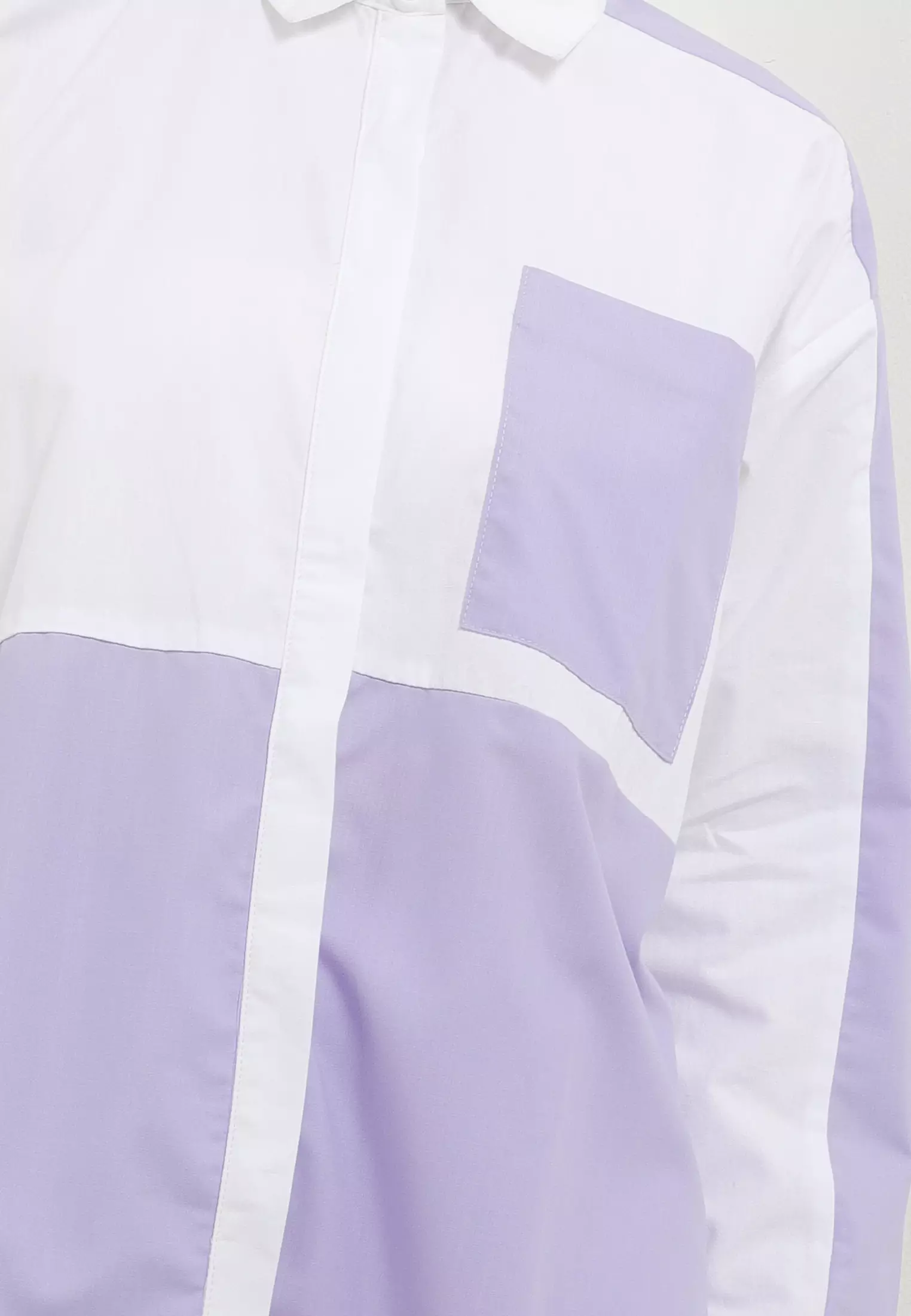 MFMW Brenada Atasan Kemeja White Kombinasi Purple