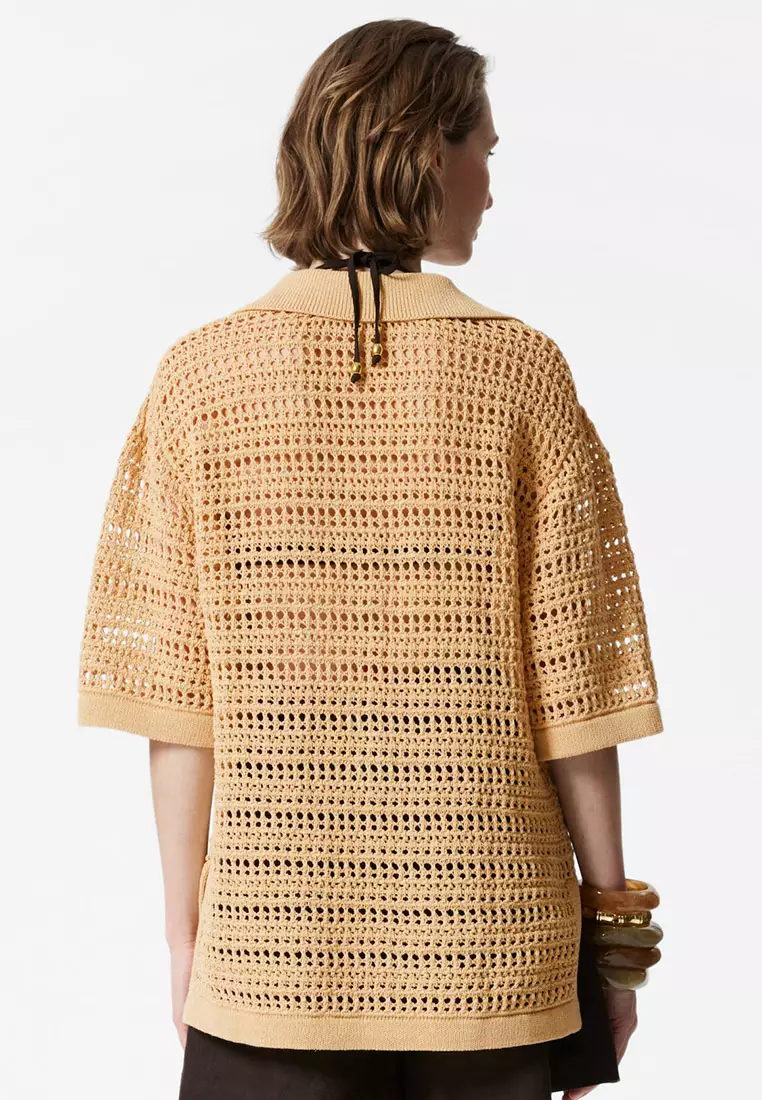 Pointelle-Knit Polo Shirt