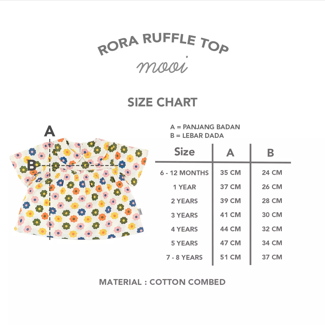 Mooi Atasan Anak Perempuan Rora Ruffle Top - White