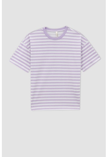DeFacto purple Short Sleeve Cotton T-Shirt 131A3KA44141EBGS_1