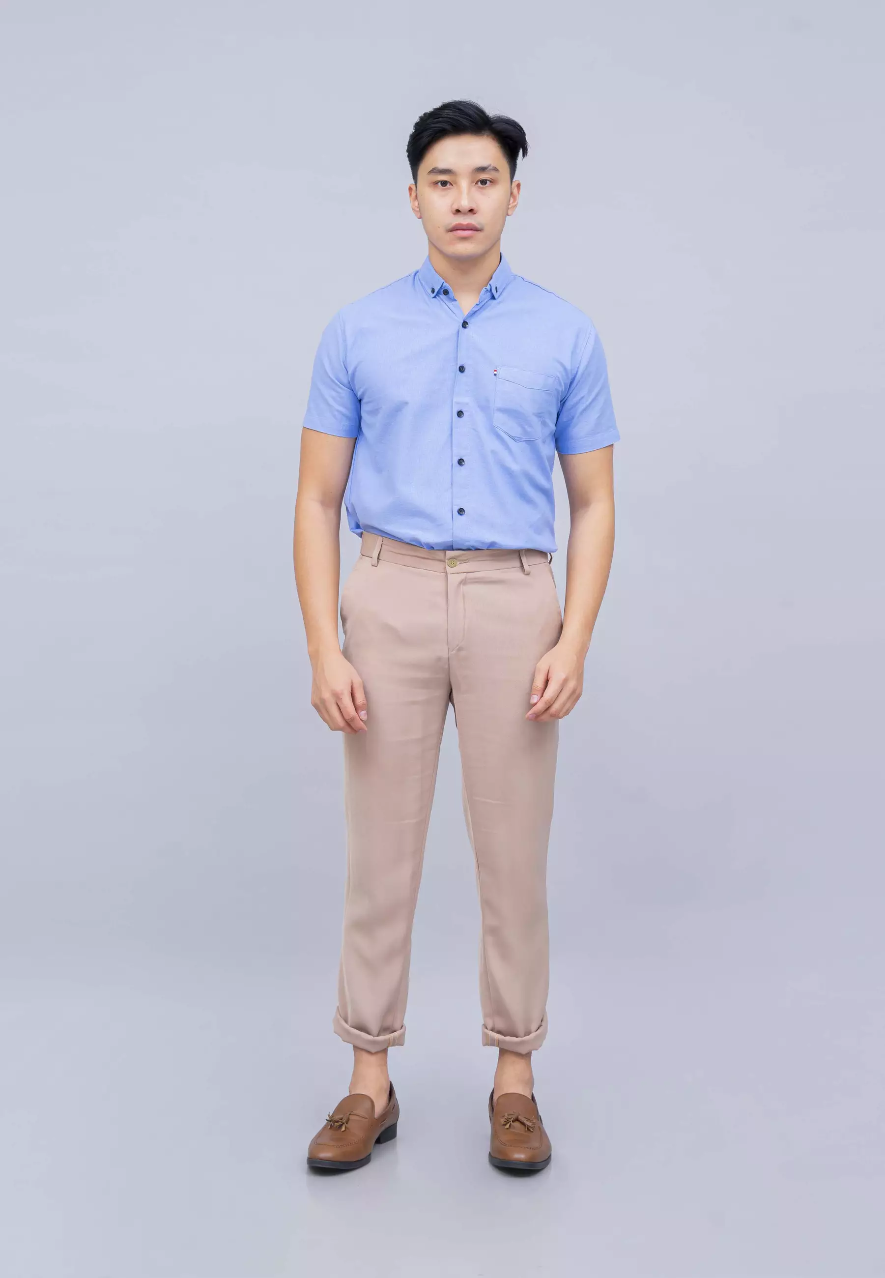 Houseofcuff Kemeja Pria Lengan Pendek Slim Fit Biru Langit