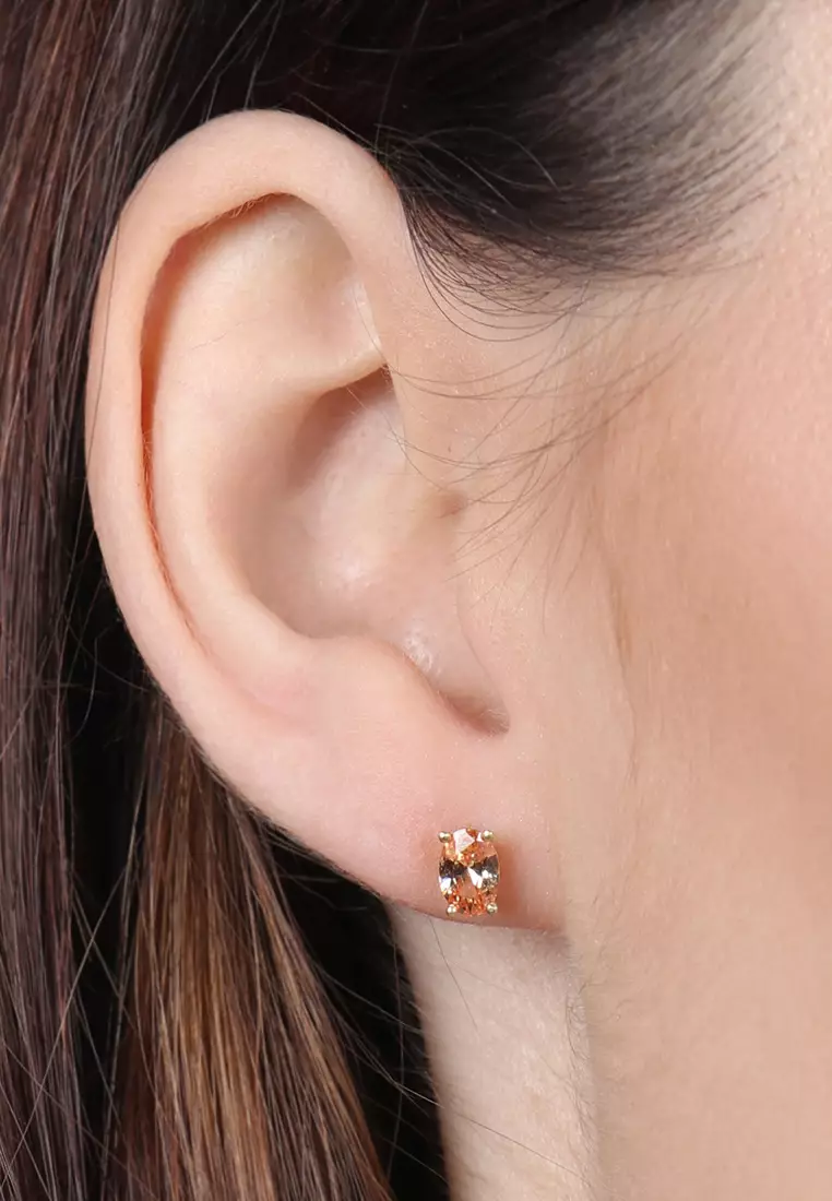  Citrine Oval Studs 18k Gold