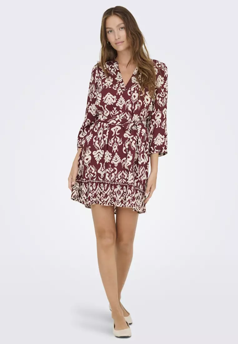 dark red mini dress long sleeve Crystal Cluster Draped Long Sleeve Mini Dress – AREA