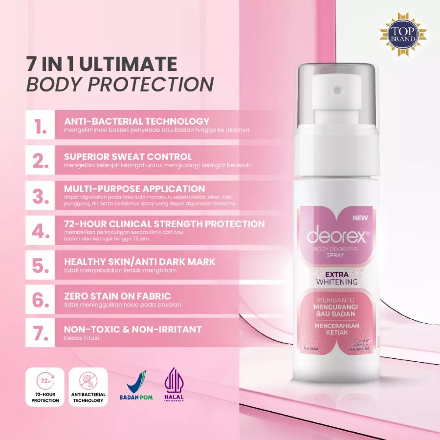 DEOREX BODY ODORIZER SPRAY EXTRA WHITENING 60ML