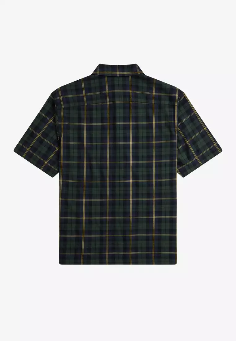 Fred Perry M9896 TARTAN TWILL SHORT SLEEVE SHIRT (NAVY)