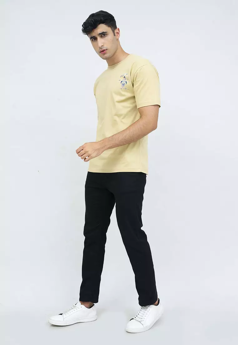 kaos pria lengan pendek Cream Whale houseofcuff X little fresco