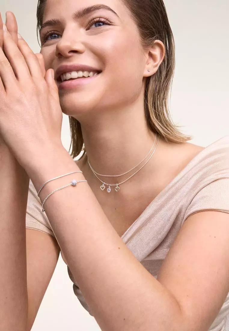 Heart Contour White Crystal Charm Silver - Unisex Charm for women and men S925 Silver Charm DW Official Authentic Original