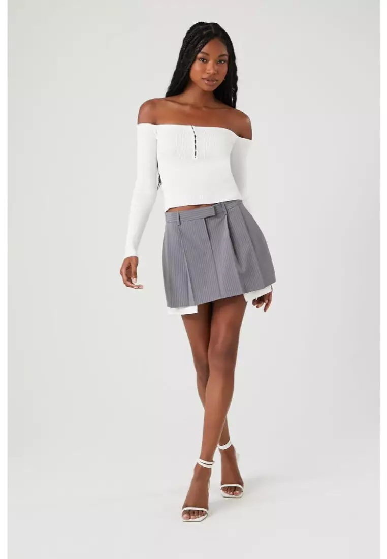 Grey pleated mini skirt shop forever 21
