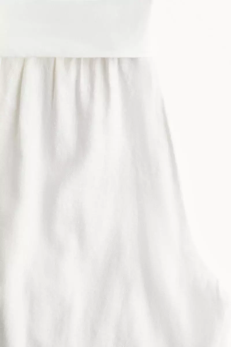 Foldover-waist linen-blend trousers