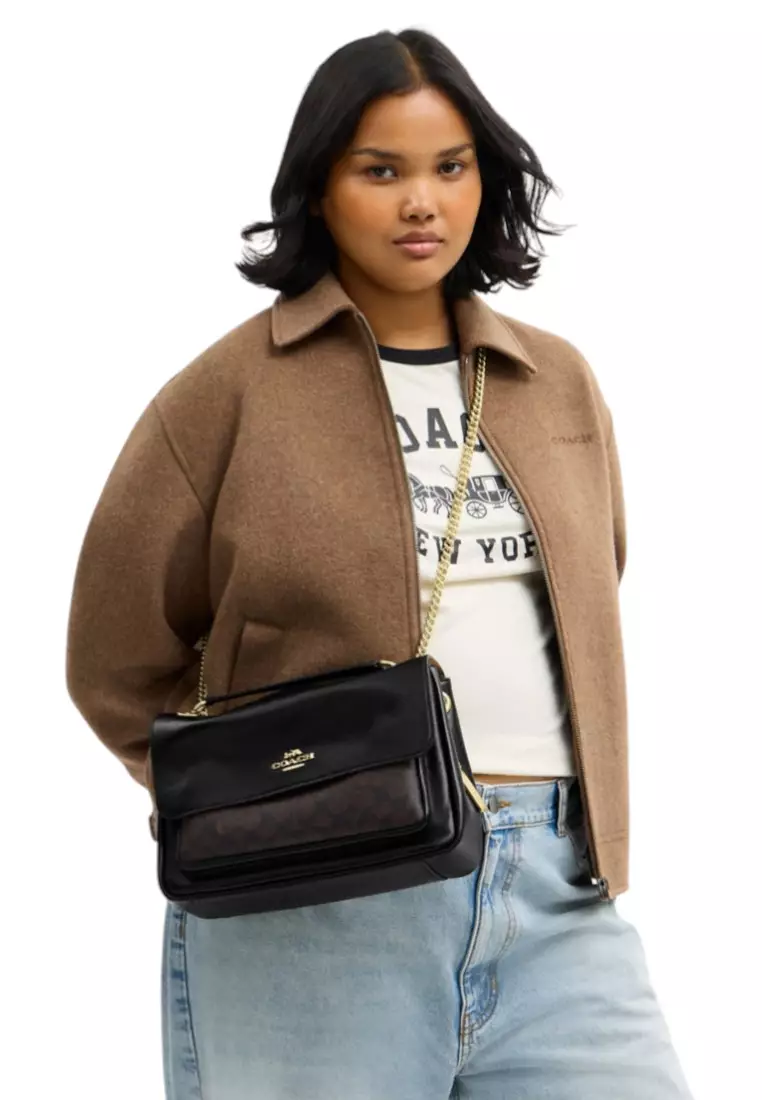 Elodie Crossbody Bag In Signature Canvas - Walnut/Black