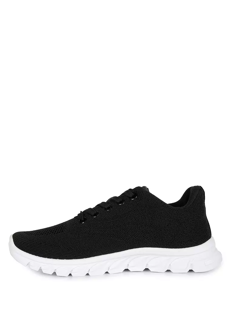 Black Lace Up Knit Sneakers