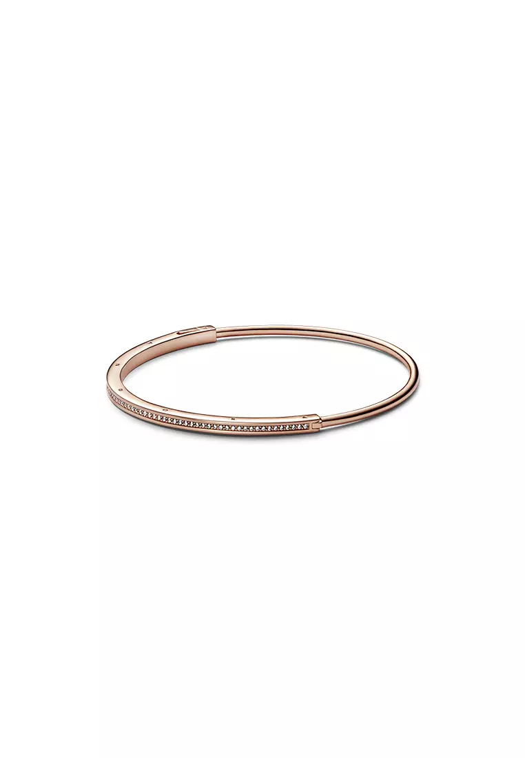 Buy PANDORA Pandora Signature 14K Rose Gold Plated I-D Pavé Bangle