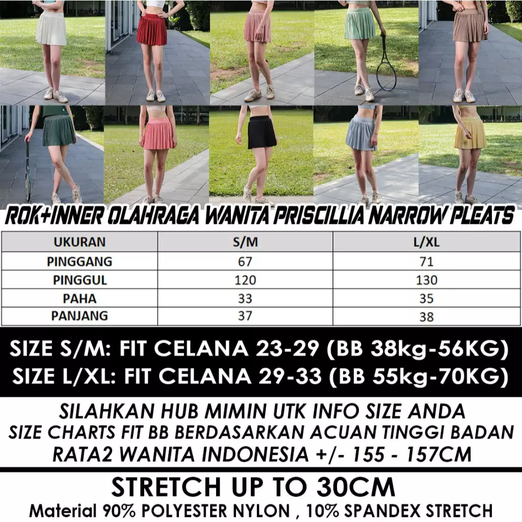 Fitwear Rok + Inner Padel Wanita Olahraga PRISCILLIA NARROW PLEATS - BUTTER YELLOW