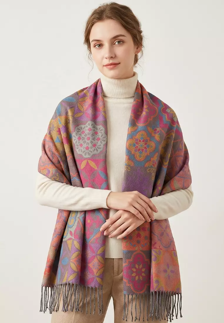 Jual San Marco Syal Wanita Tebal Kasmir Reversible Paisley Pattern ...