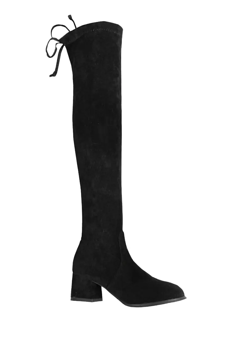 White suede over the knee clearance boots