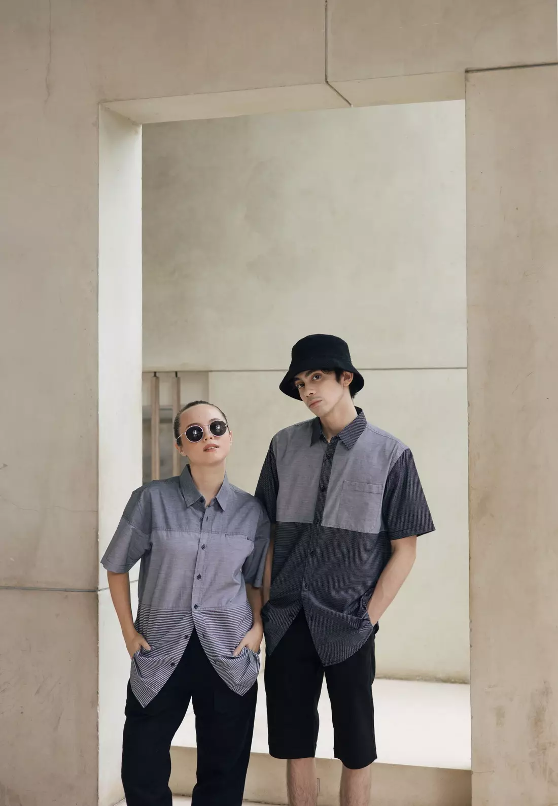 RBJ Kemeja Salur Kombi Hitam Regular Fit Pria