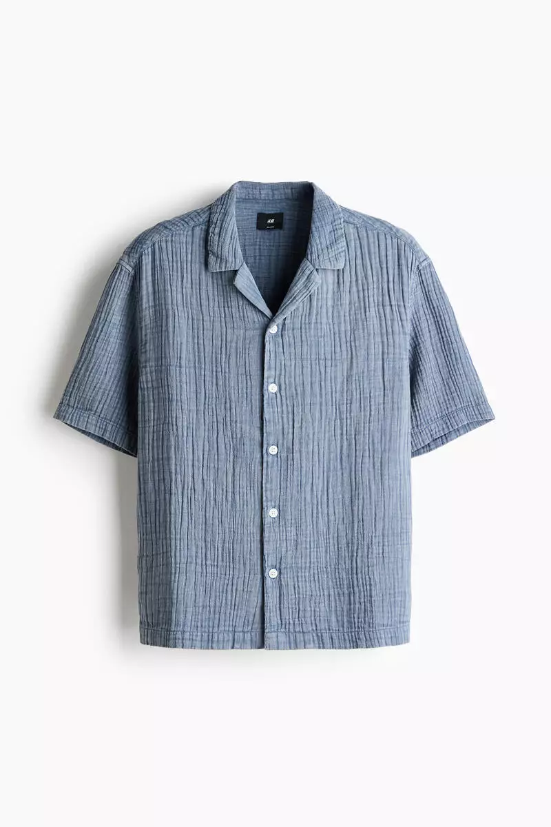 Relaxed Fit Short-sleeved muslin shirt