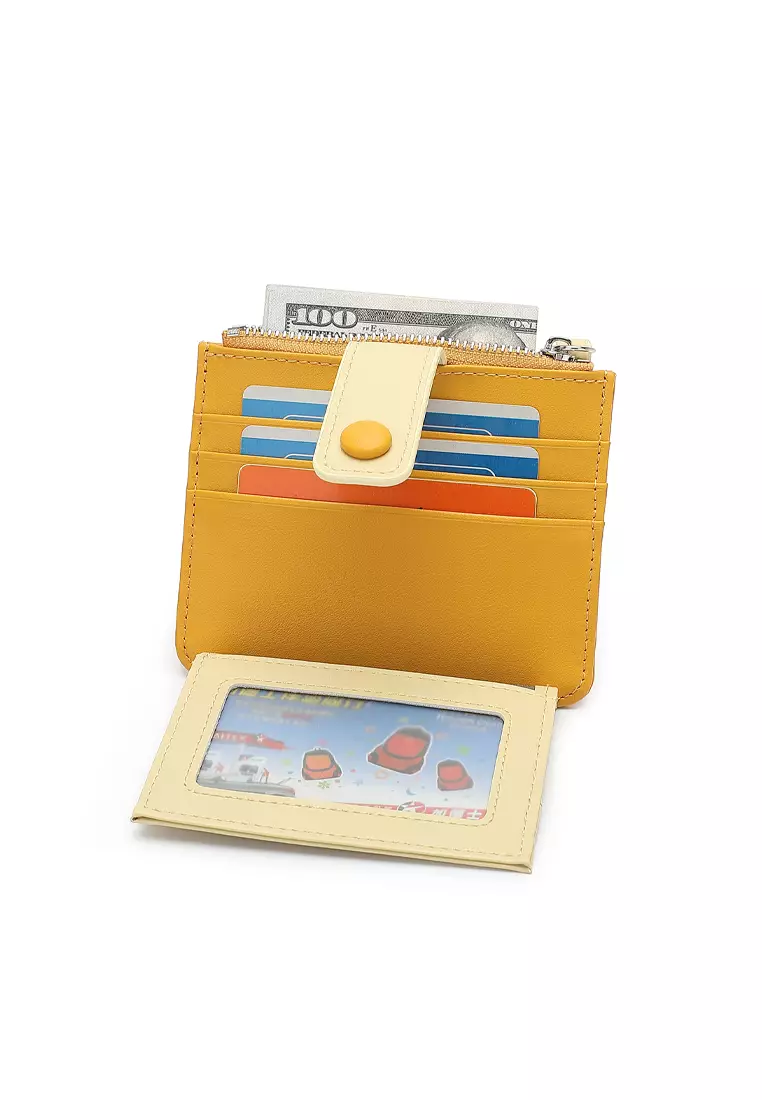 Women's Card Holder With Coin Compartment - Yellow