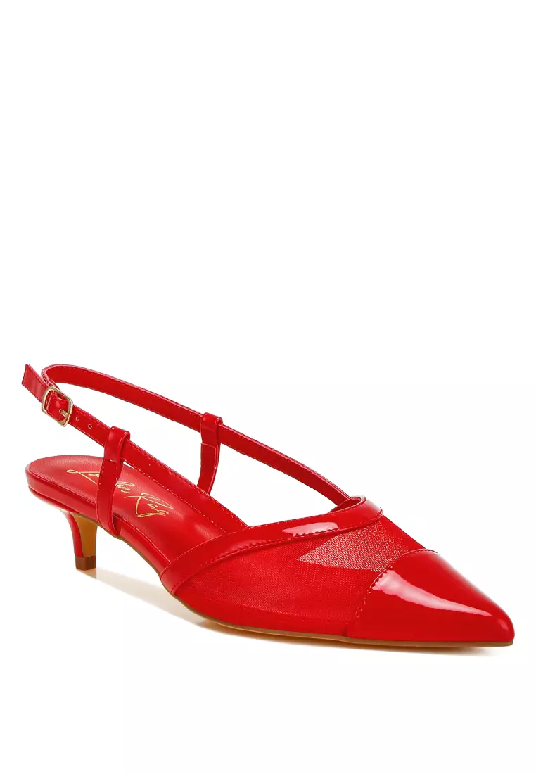 Sandal Slingback Jaring Warna Merah