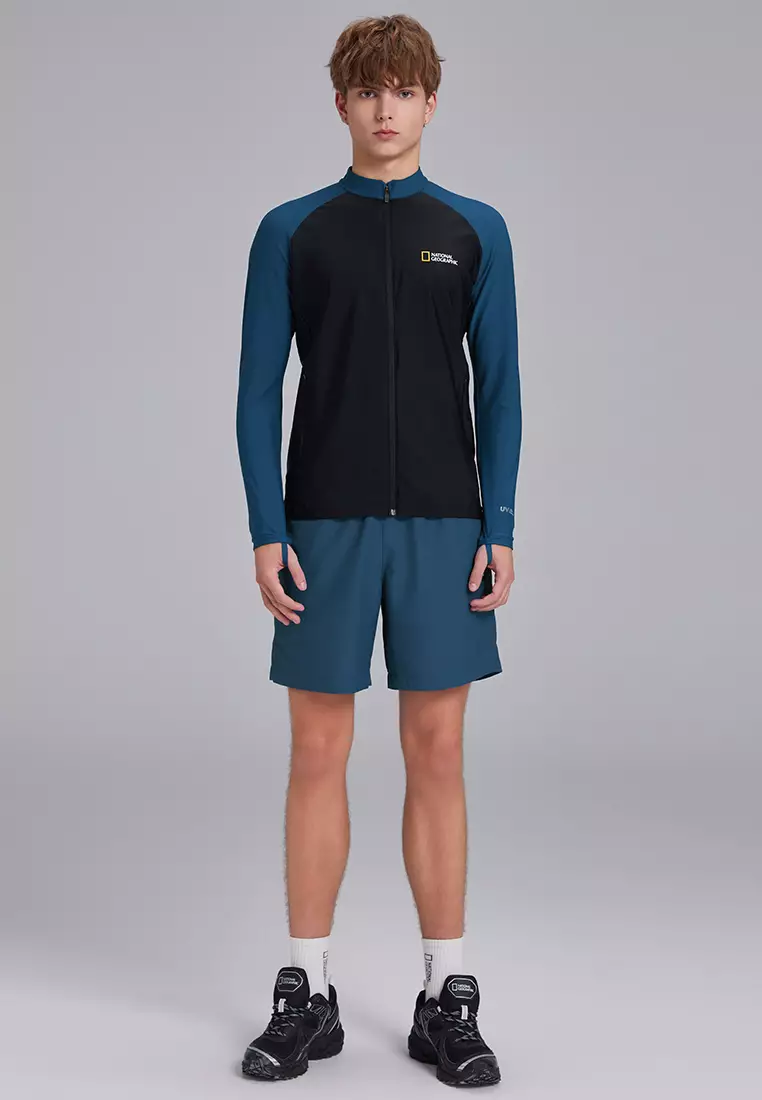 Unisex Color Block Zip Up Rashguard
