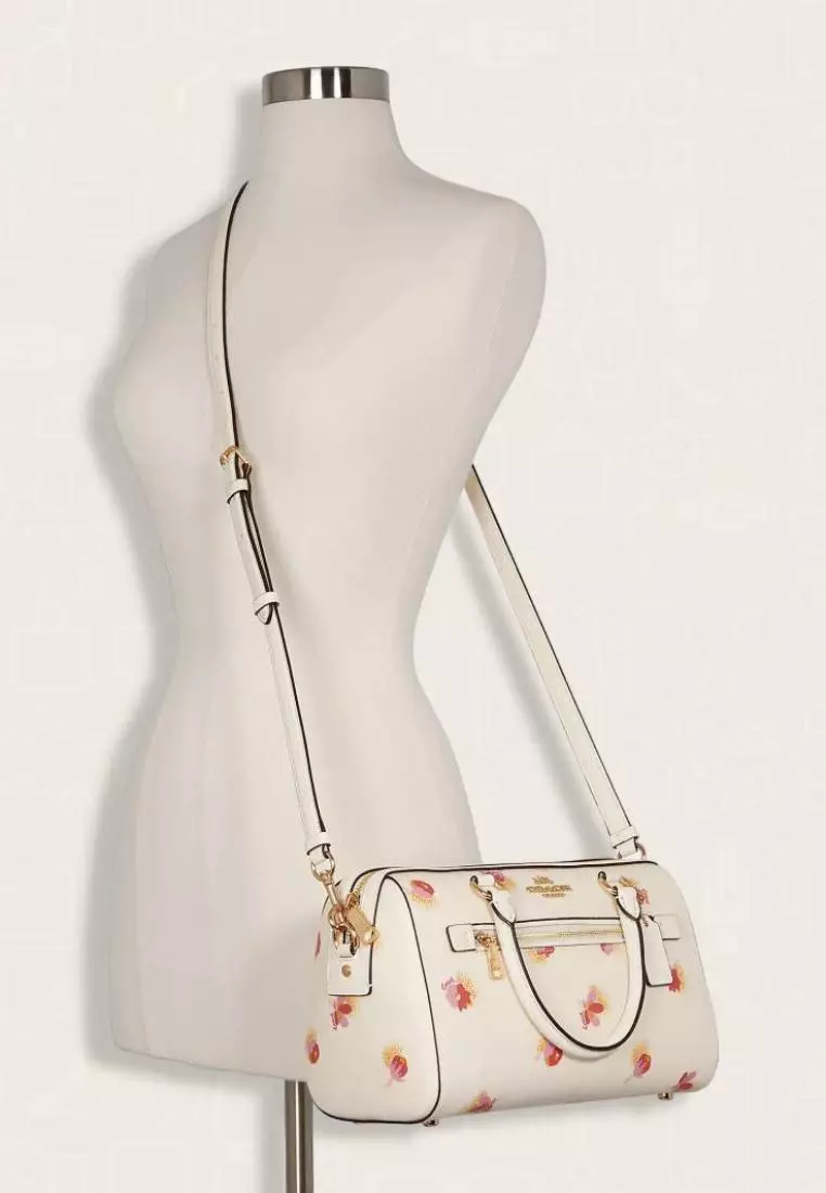 Coach Rowan Satchel With Pop Floral Print Chalk Multi