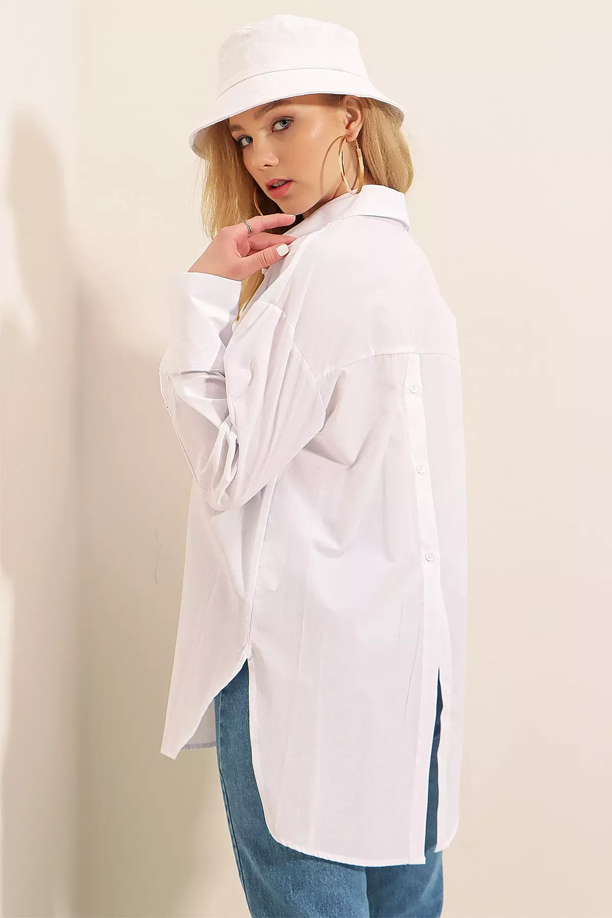 Pocket Slit Boyfriend Shirt