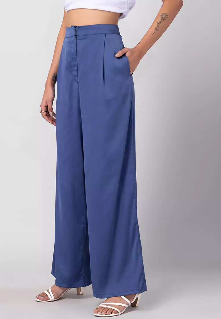 Navy Blue High Rise Straight Pants