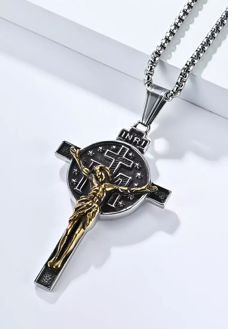 Titanium Steel INRI Cross Pendant Necklace JW QF-DZ641