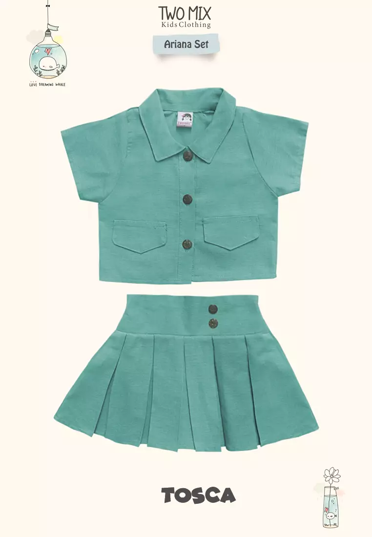 Two Mix - Setelan Baju Rok Anak 1-8 Tahun Anak Perempuan Lucu + Tanktop - Ariana Set 4370 Tosca