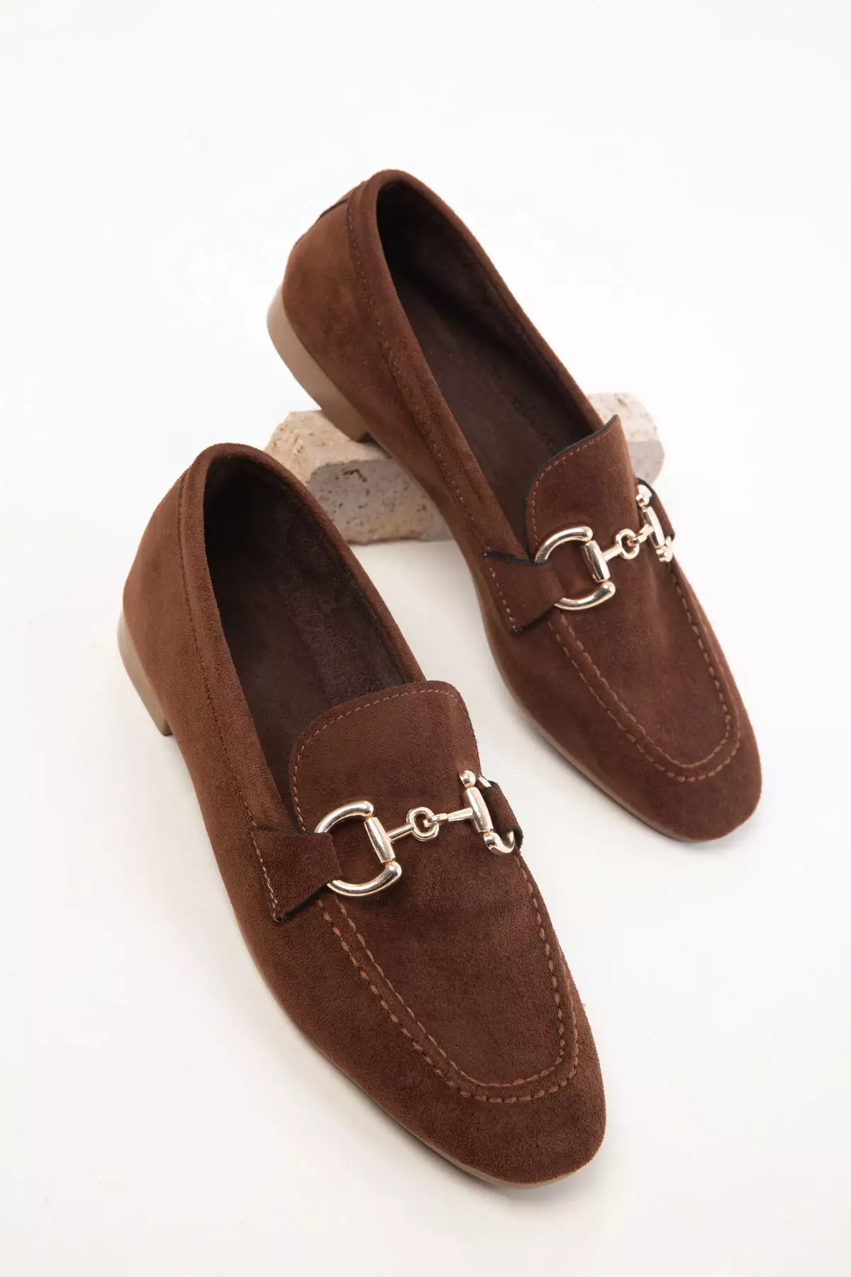 Brown Suede Women's Loafer Shoes 18930