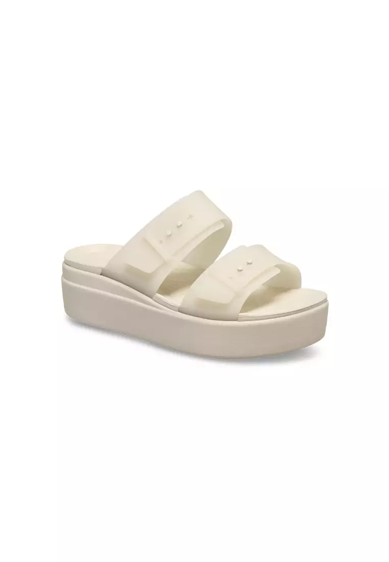 Discount on Crocs  shoes - SKU: Women's Brooklyn Buckle Frosted Low Wedge in Sandstone