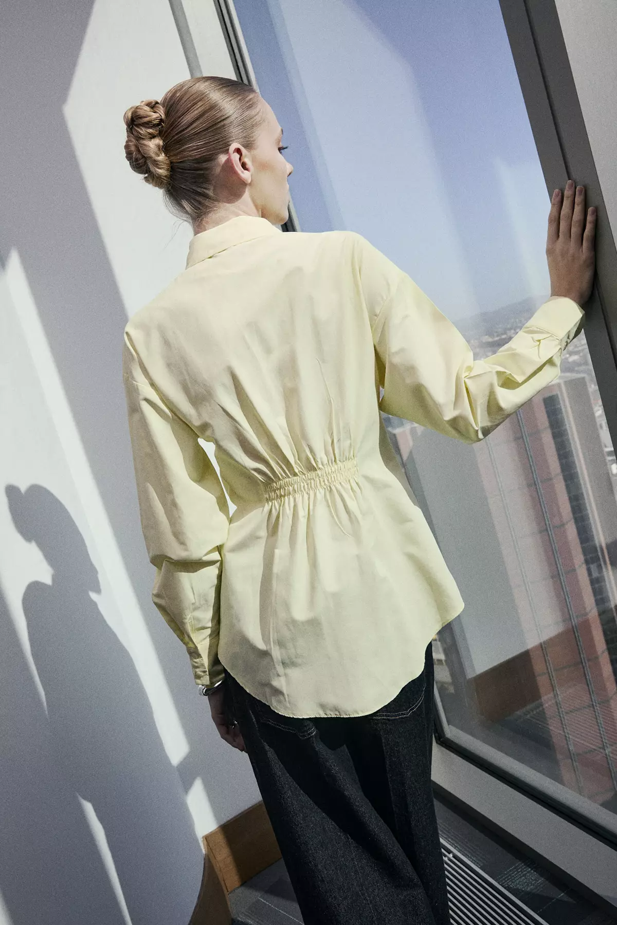 Light Yellow Cotton Pack Front Double-Patch Detailed Fitted/Waist-Fitting Cotton Pack Shirt Tctss26Tg00016