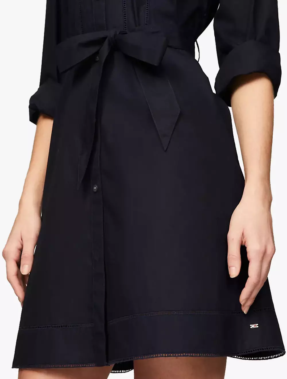 TOMMY HILFIGER - COLLARLESS LADDER LACE DRESS - NAVY - NAVY