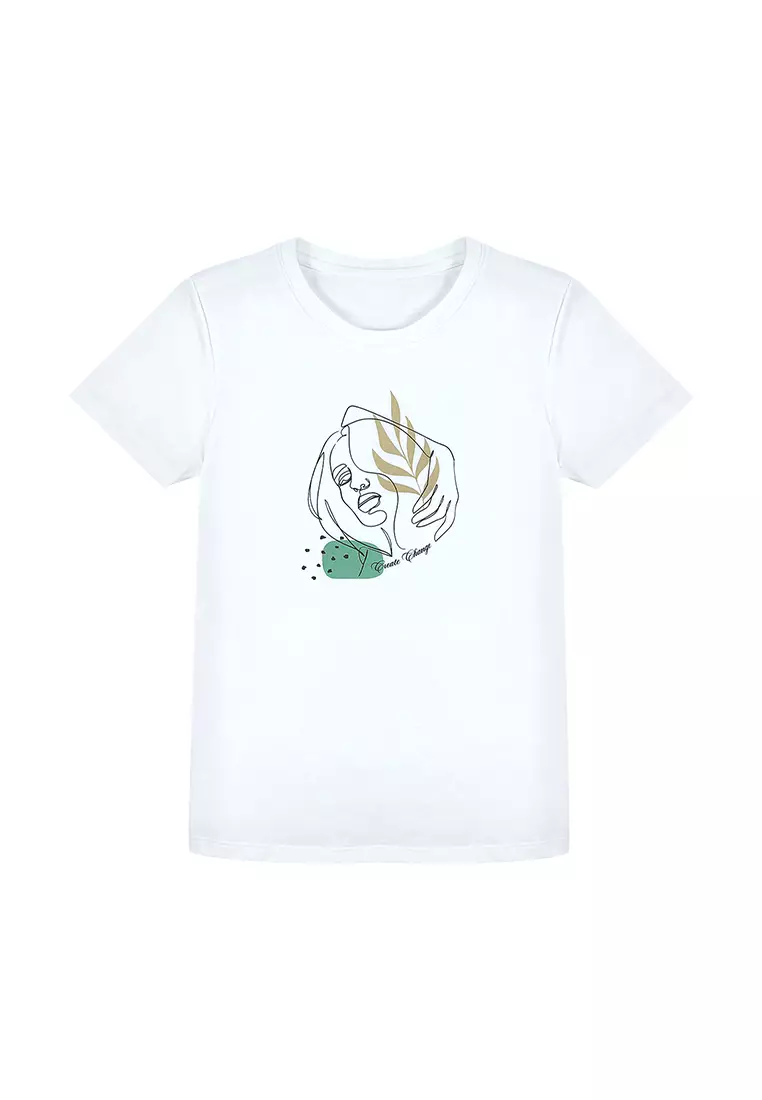 Ladies White Graphic T-shirt "Create Change"