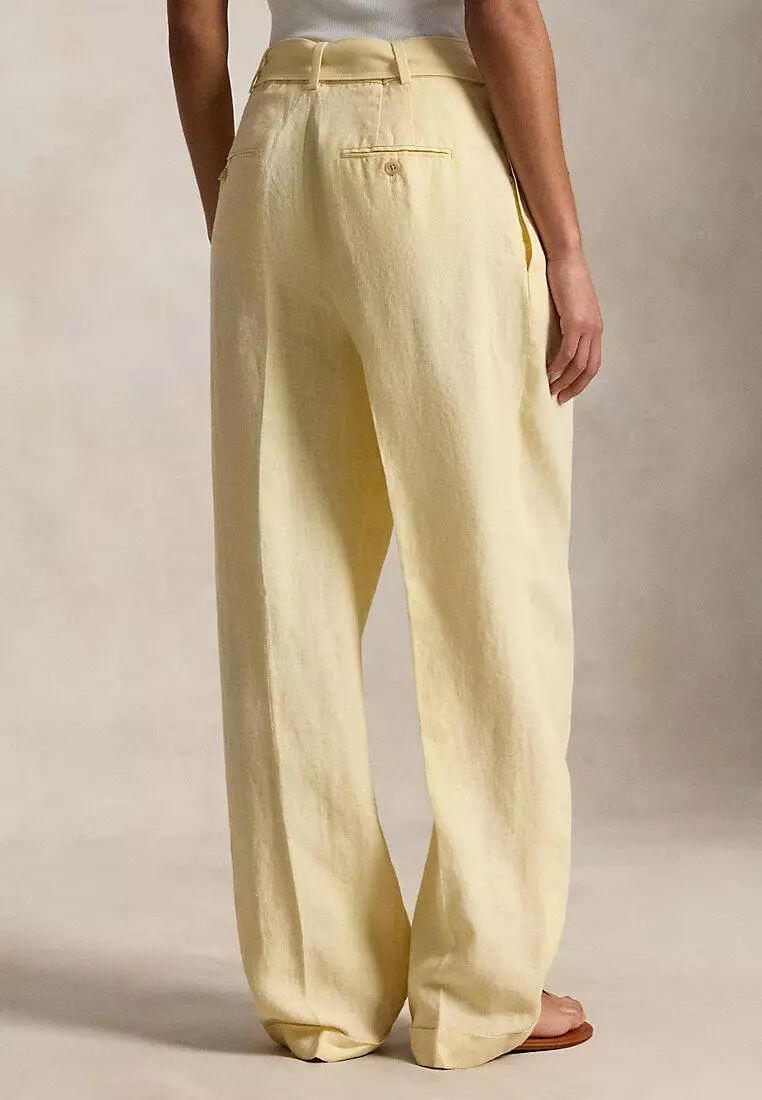 Belted Linen Bacall Pant