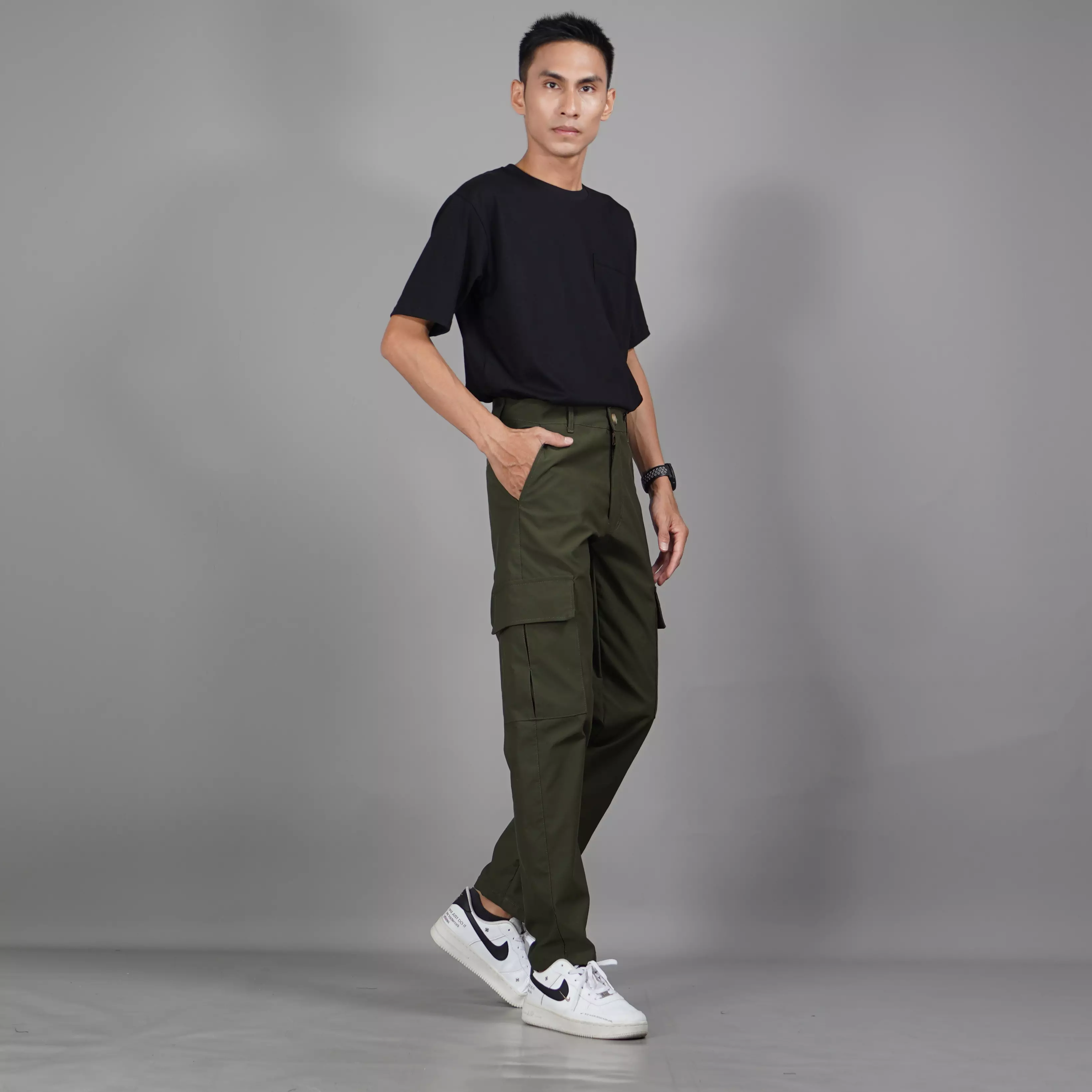 RAYMOND Celana Cargo Pria Celana Taktikal Tactical Cargo Pants Pria - ARMY