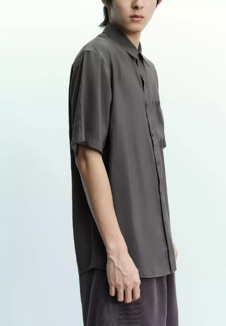 Buy Urban Revivo Button Up Loose Shirt in Dark Grey 2024 Online