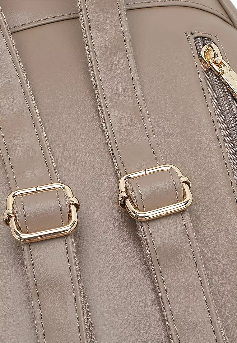 Women's Monogram Mini Backpack (Tas Ransel Wanita & Tas Punggung Wanita) - Krem