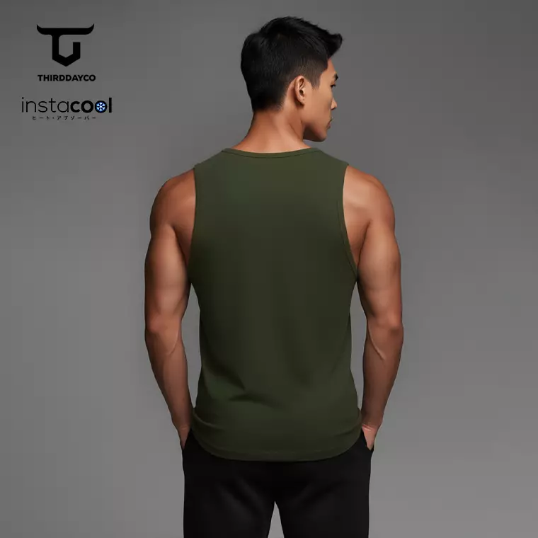 THIRDDAY Kaos Kutung Tank Top Instacool "never give up" army MTY20