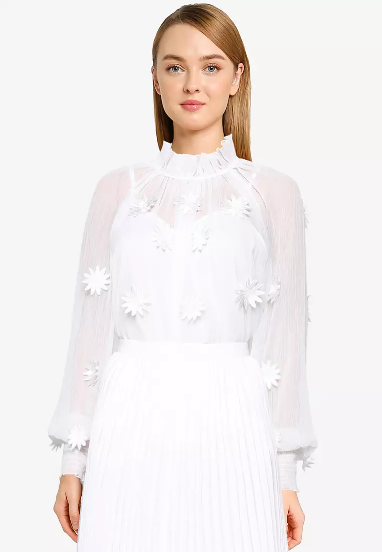 Buy French Connection AZIZA LACE LONG SLEEVE TOP 2023 Online ZALORA