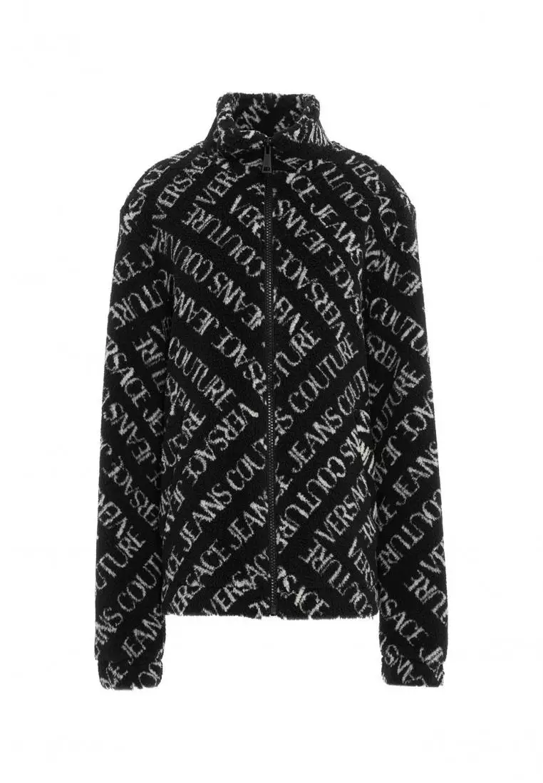 Buy Versace VERSACE - Fleece jacket with logo lettering - Black 2023 ...