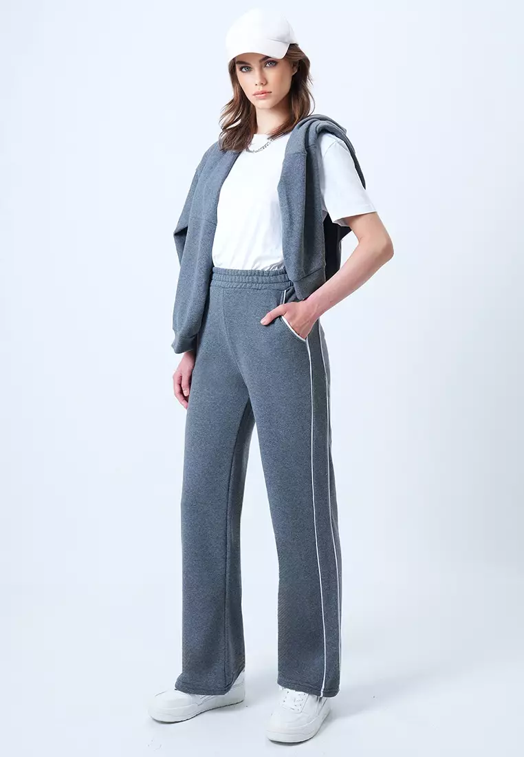 Piping Wide Legs Sweatpants