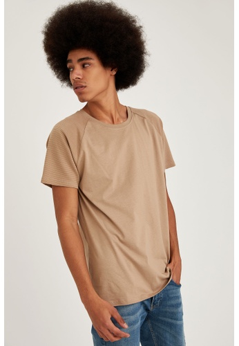DeFacto brown Short Sleeve Round Neck Basic T-Shirt ADE7FAA6E98A47GS_1