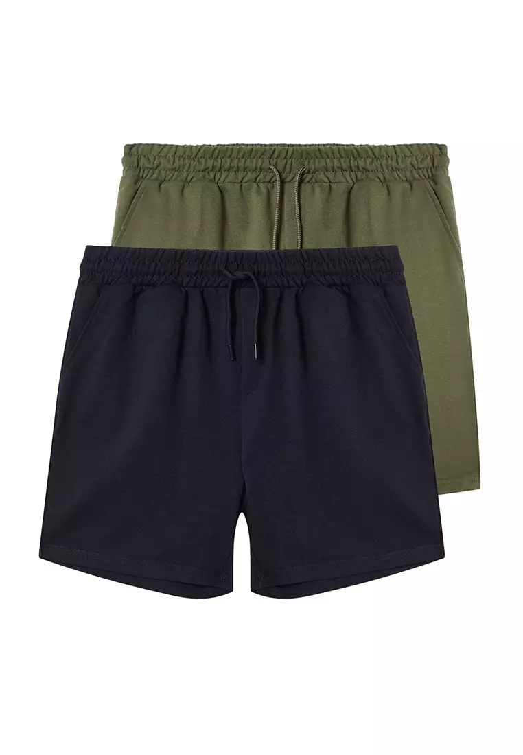 Navy Blue-Khaki Basic Regular/Normal Cut Straight 2 Pack Shorts TMNSS21SR0095