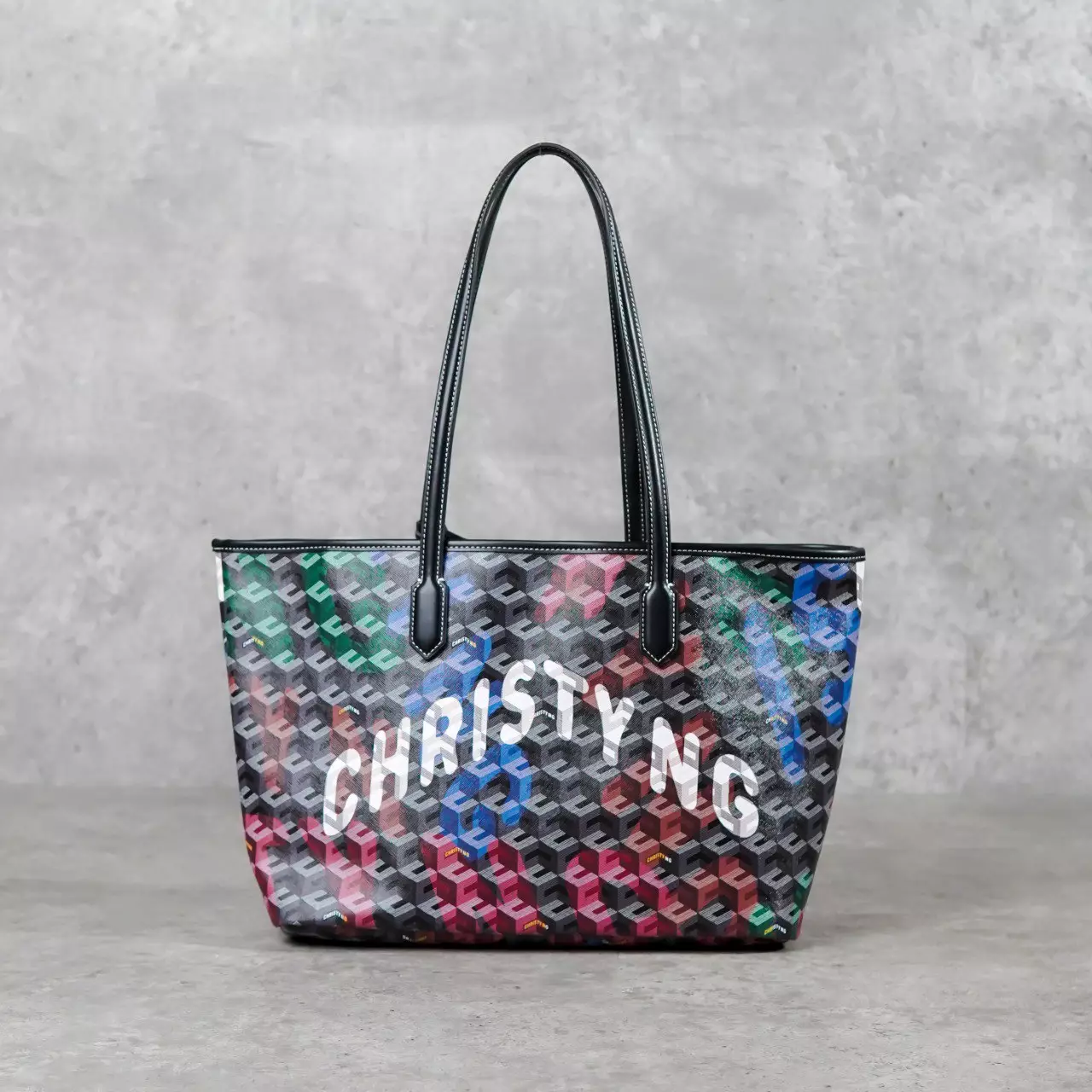 Tas CHRISTY NG RUSSO MONOGRAM PATTERN MULTICOLOR TOTE BAG MEDIUM 100% ORIGINAL