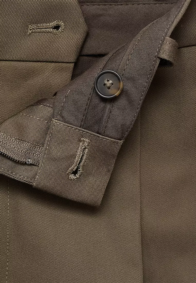 標準剪裁褶飾棉褲