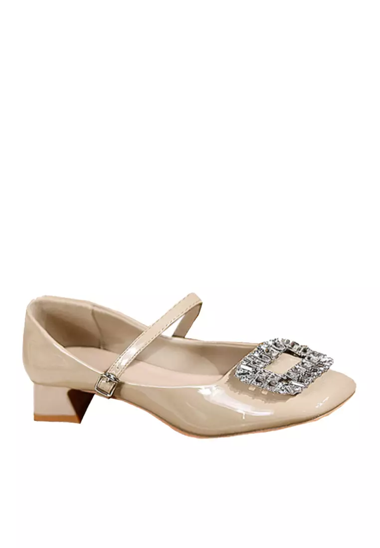 Discount on Twenty Eight Shoes  shoes - SKU: VANSA Shinny Patent Faux Rhinestone Mary Jane Mid Heel Pumps  VSW-H2987