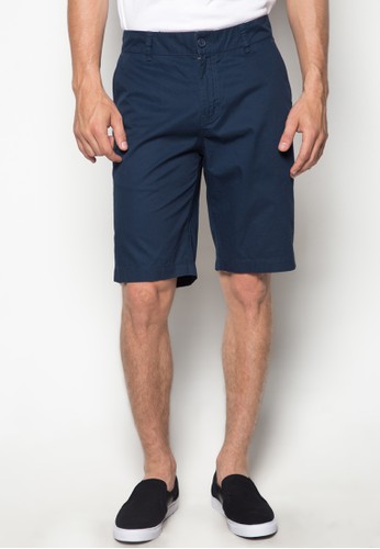 Tapered Fit Shorts with Belt (Navy Blue)