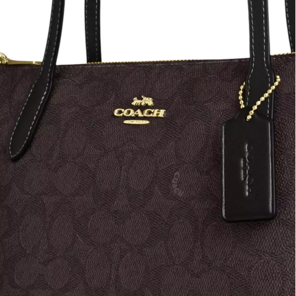 Fiona Zip Tote Bag In Signature Walnut Black